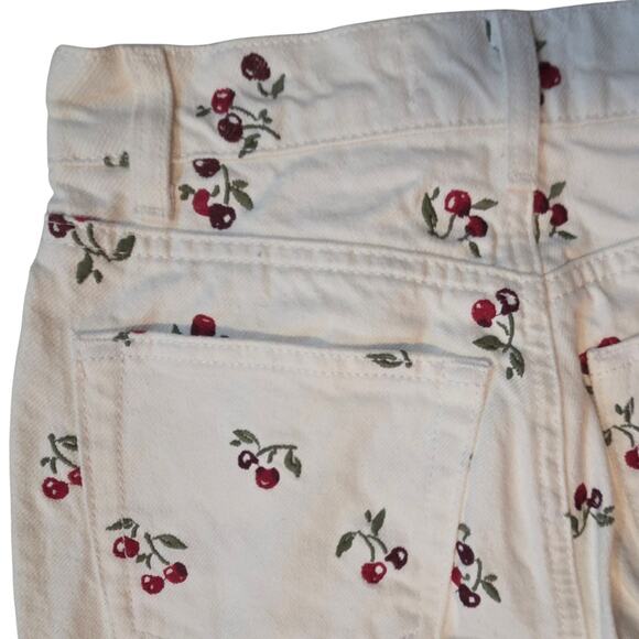 Reformation Cherries Embroidered High Rise Straight Leg Jeans sz 25, girls 14/16 - Picture 8 of 11